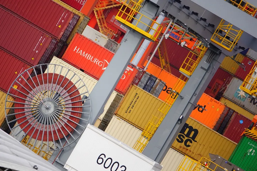 Shipping containers at a port
